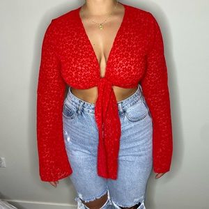 Red tie long sleeve
